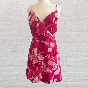 Pink and White Floral Sleeveless Romper/Jumpsuit from Express